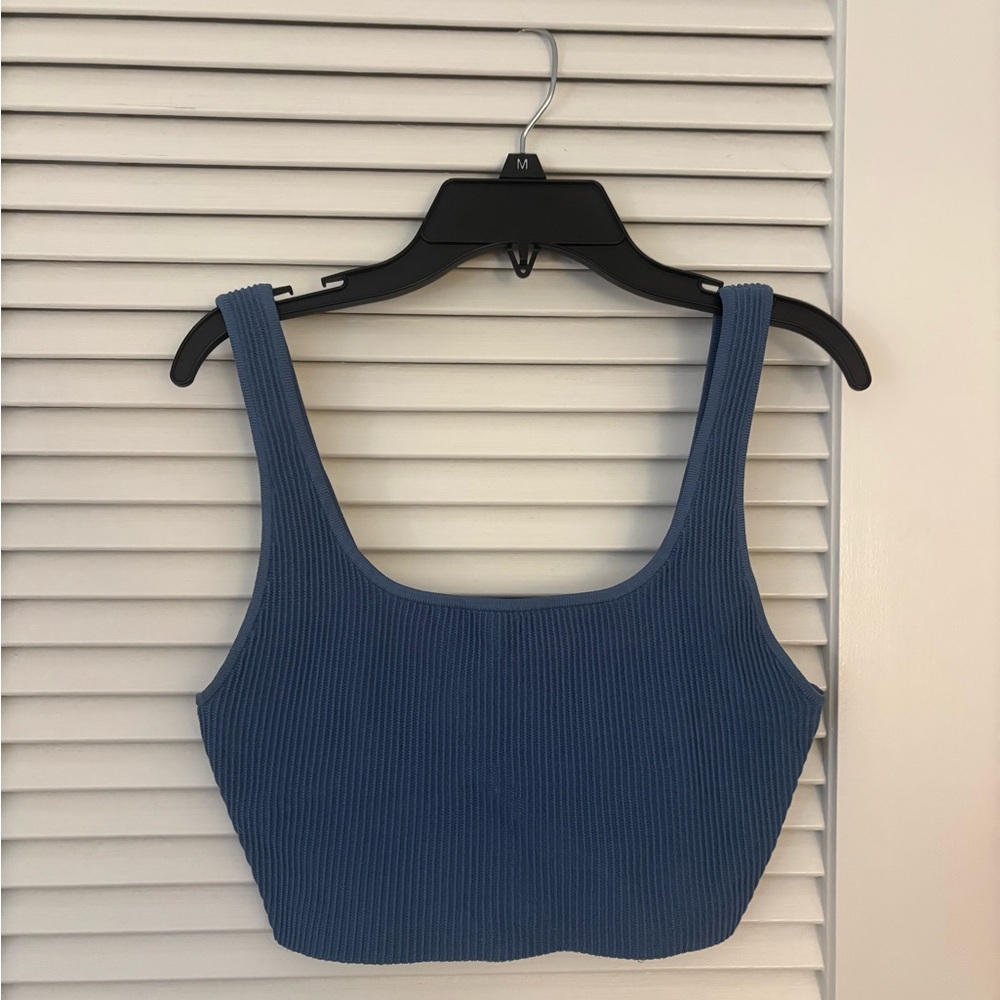 Blue Ribbed Tank Top - Picture 2 of 4